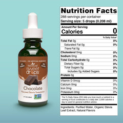 SweetLeaf Sweet Drops chocolate bottle pour, convenient zero-calorie flavor for coffee