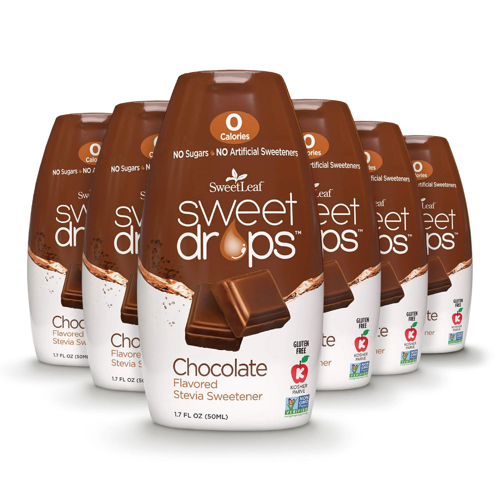 SweetLeaf Sweet Drops Chocolate bottle showing zero-calorie sweetness