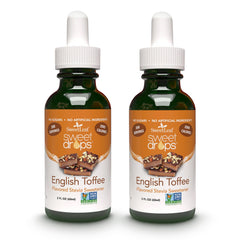 SweetLeaf Sweet Drops English Toffee bottle showcases zero-calorie sweetness.