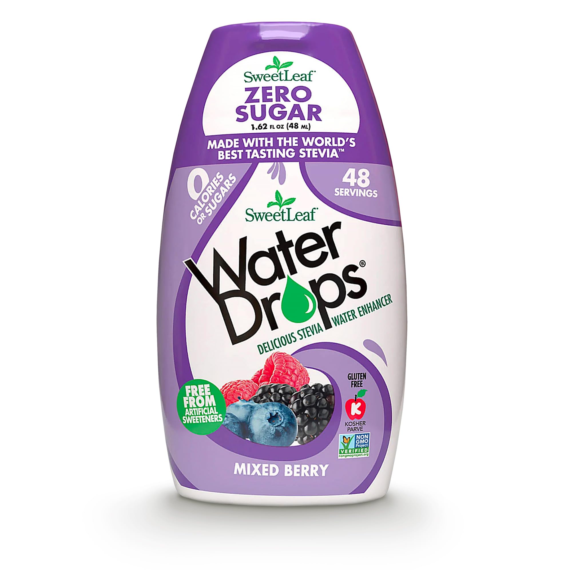 SweetLeaf Water Drops bottle front shows mixed berry flavor boost