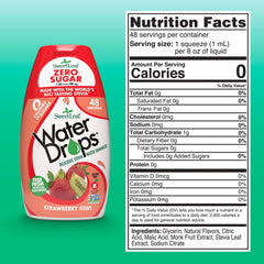 SweetLeaf Water Drops strawberry kiwi being poured for quick flavor boost.