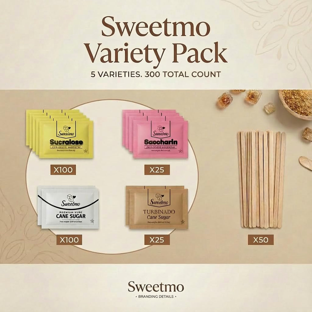 Sweetmo saccharin-packets-package: low-calorie sweetness ready for quick stirring.