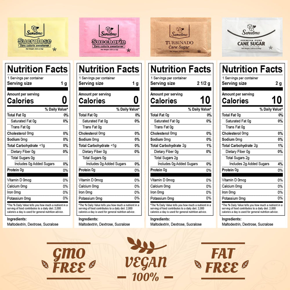 Sweetmo sucralose-packets-closeup: precise sweetness for hot coffee or tea.