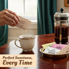 Sweetmo turbinado-cane-sugar-packets-closeup: natural flavor boost in beverages.