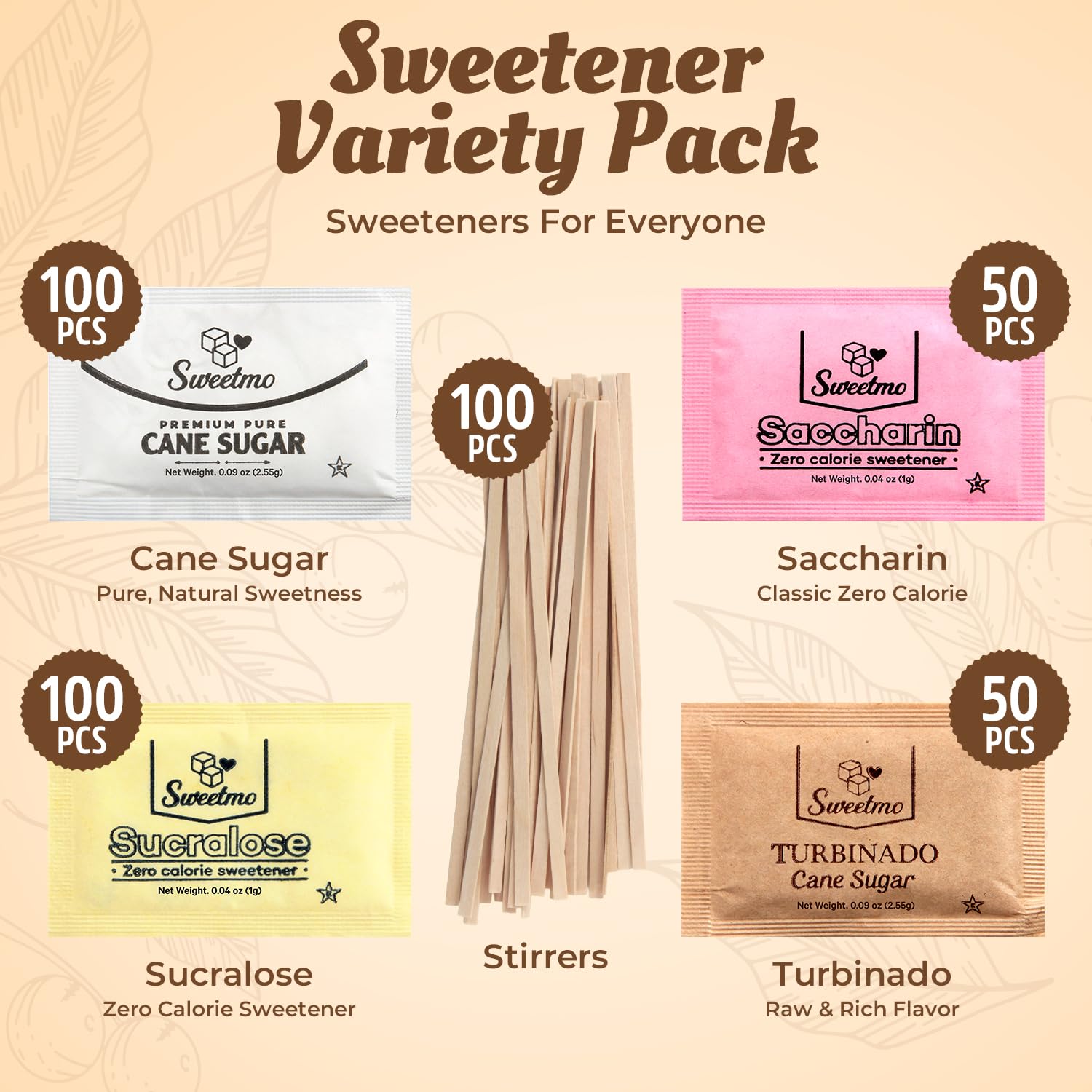 Sweetmo Turbinado cane sugar packets for rich flavor in coffee