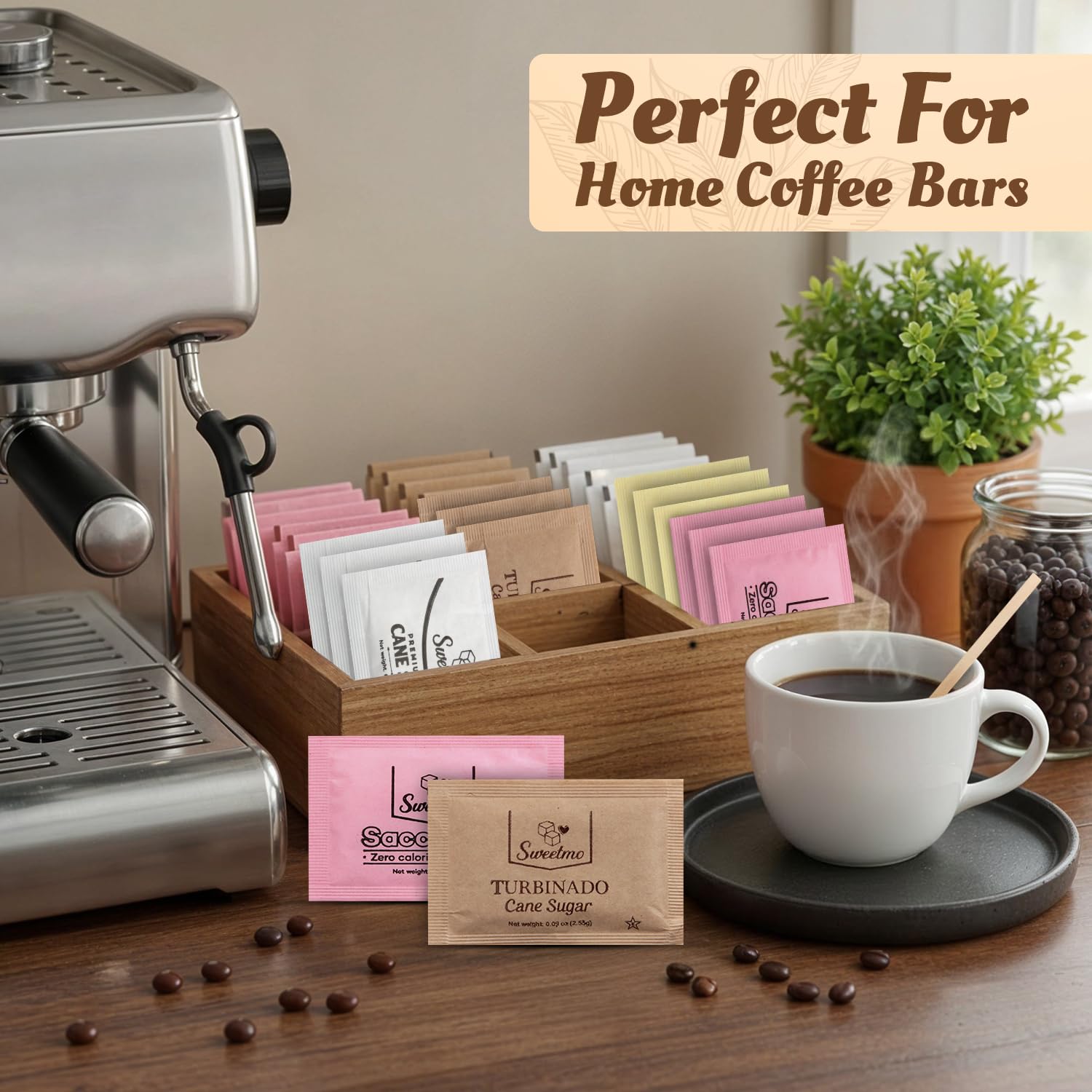 Sweetmo wooden stirrers included for convenient mixing
