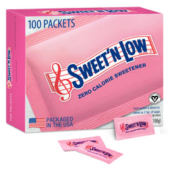 Sweet'N Low zero calorie packets in a 100-count box for beverages