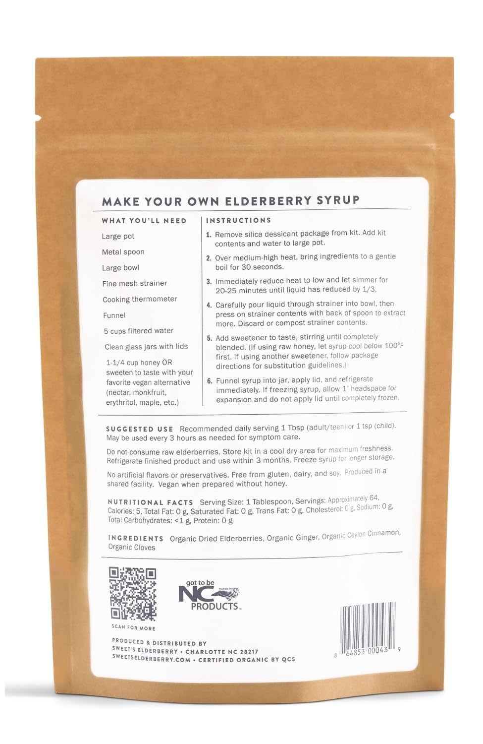 Sweet's Elderberry DIY Syrup Kit contents spread showing berries and spices for flavor balance.