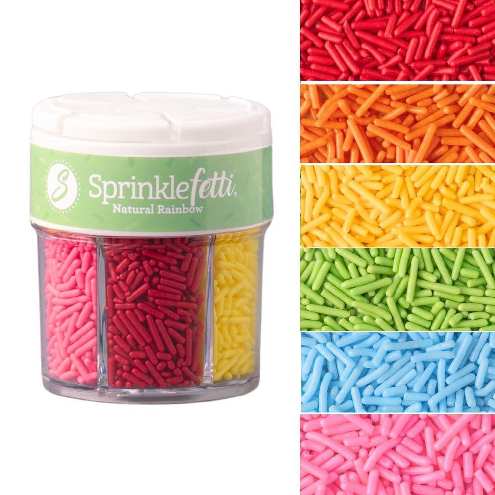 Sweets Indeed rainbow jimmies 6-cell sprinkles for cake decorating and ice cream