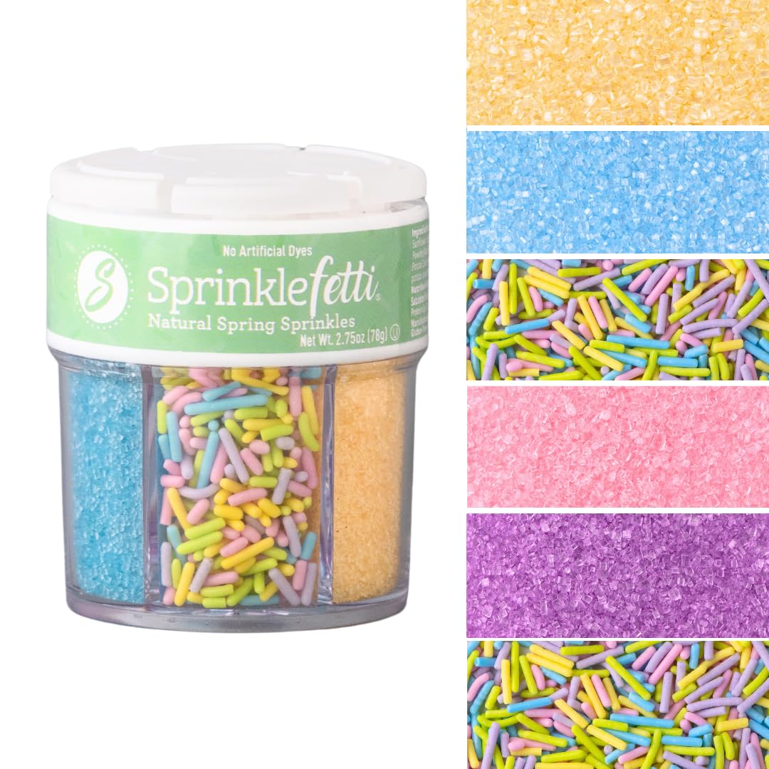 Sweets Indeed dye free pastel sprinkles in a jar front for easy decorating.