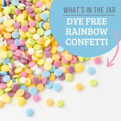 Sweets Indeed dye-free rainbow sprinkles on cookies for colorful treats