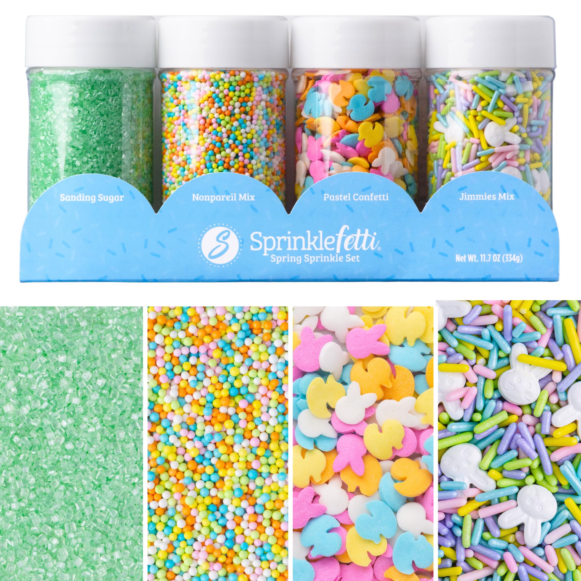 Sweets Indeed decorative sugar sprinkles in pastel colors for cupcakes and cookies.