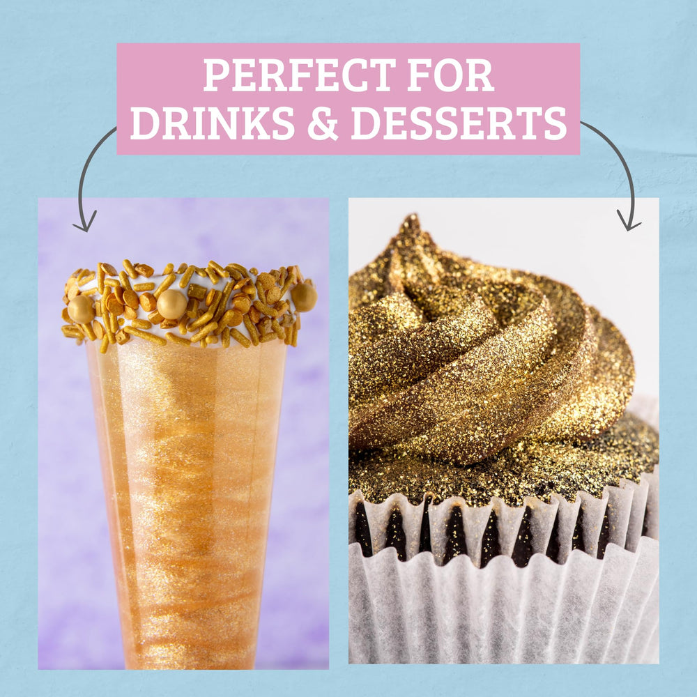 Sweets Indeed edible glitter gold cake topper elevates cake presentation.