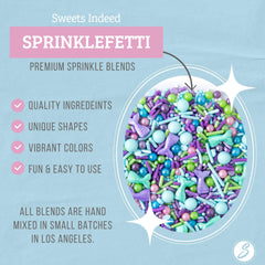 Sweets Indeed Mermaid Sprinkles on cakes add vibrant color to celebrations.