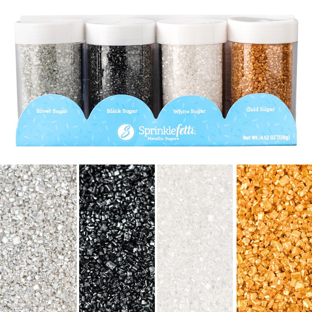 Sweets Indeed black metallic sugar crystals in a jar add bold shimmer to cookies