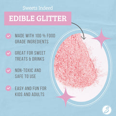 Pink Sweets Indeed glitter dissolves evenly in cocktails for subtle sparkle.