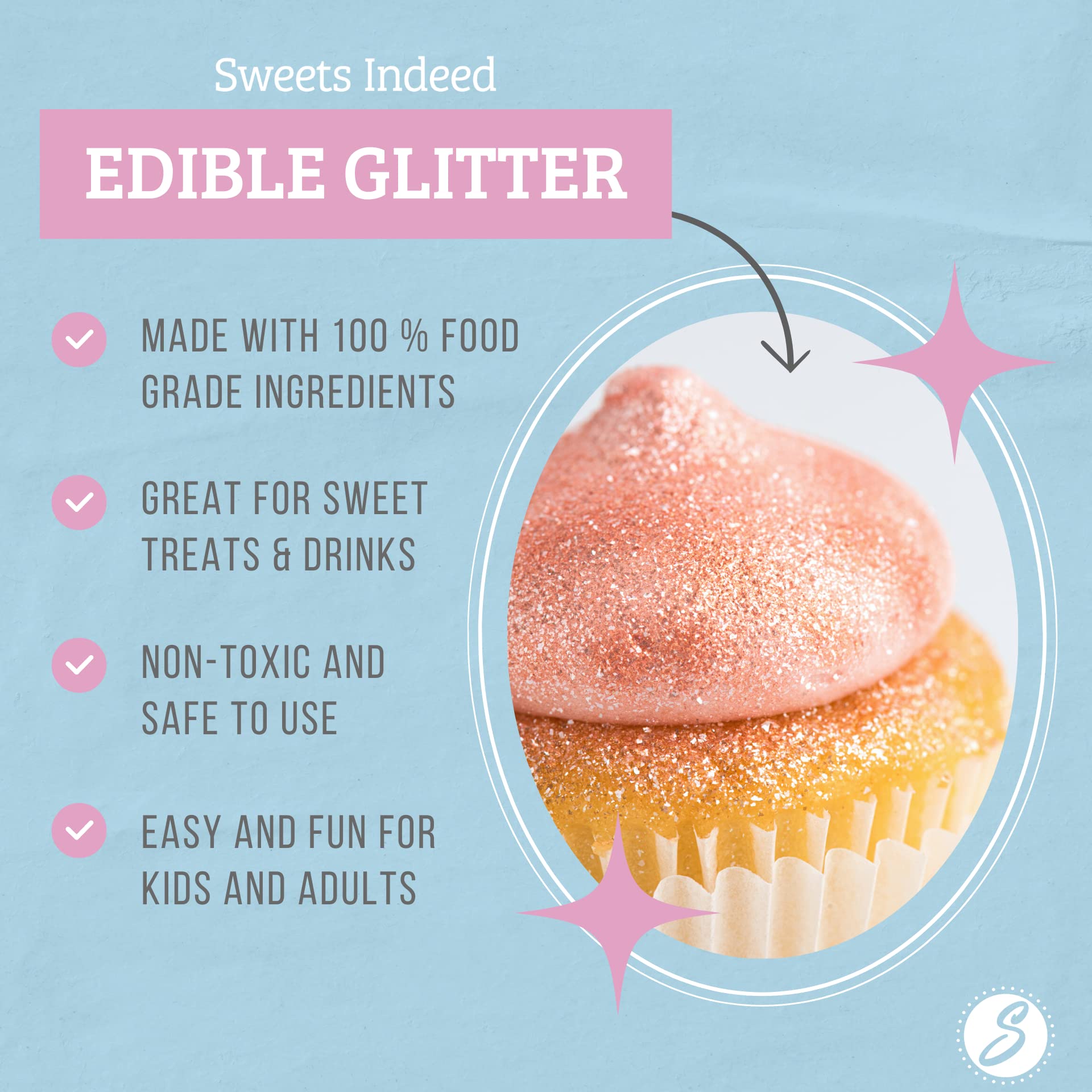 Sweets Indeed purple edible glitter on cocktails adds color without changing taste
