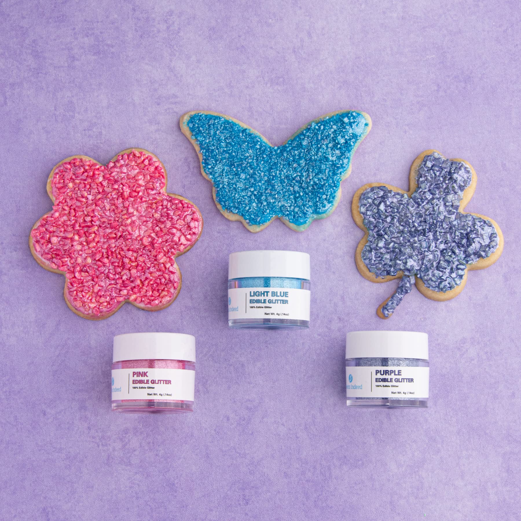 Sweets Indeed purple edible glitter in the jar for safe reuse