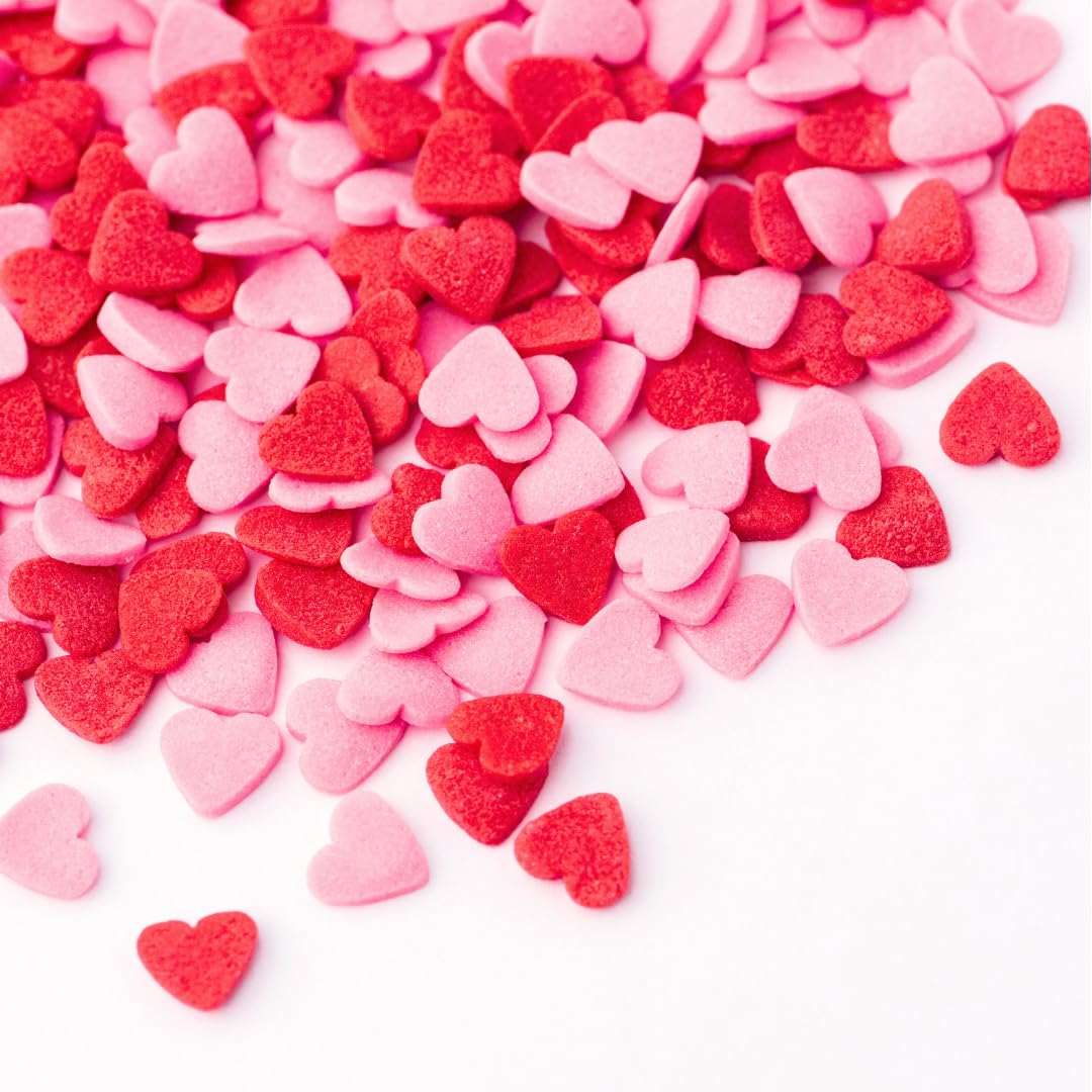 Sweets Indeed reclosable jar keeps heart sprinkles fresh.
