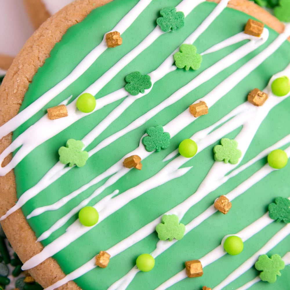 Sweets Indeed clover sprinkles on cookies provide festive texture and shine.