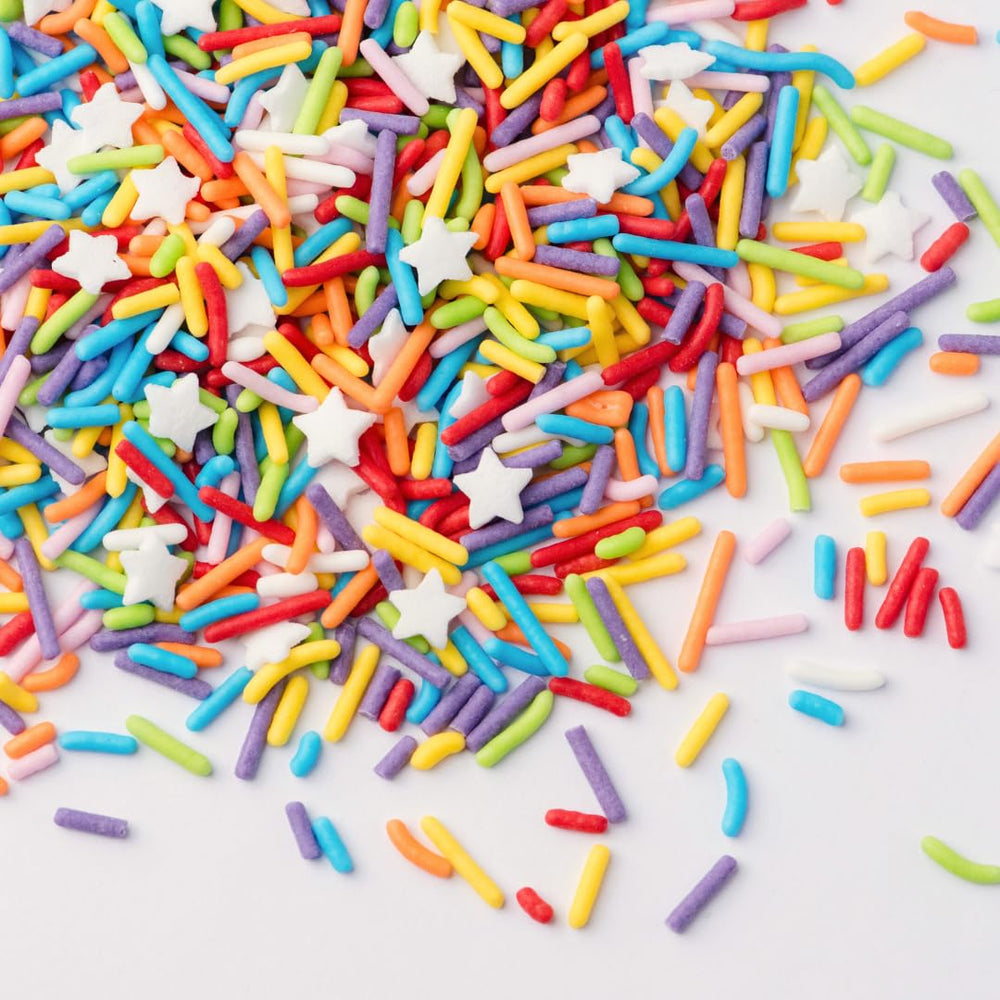Sweets Indeed Rainbow Jimmies brighten sundaes and desserts alike.