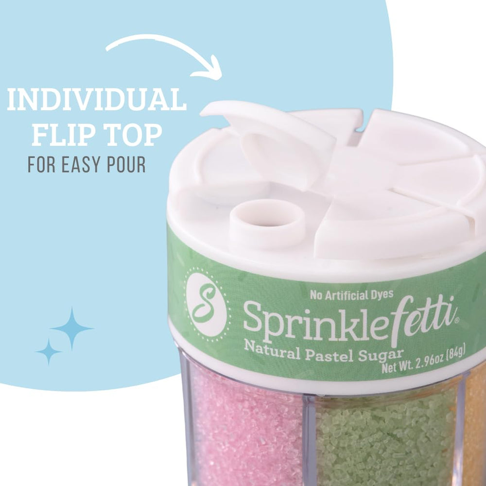 Sweets Indeed sprinkles topping ice cream adds soft color without artificial dyes.