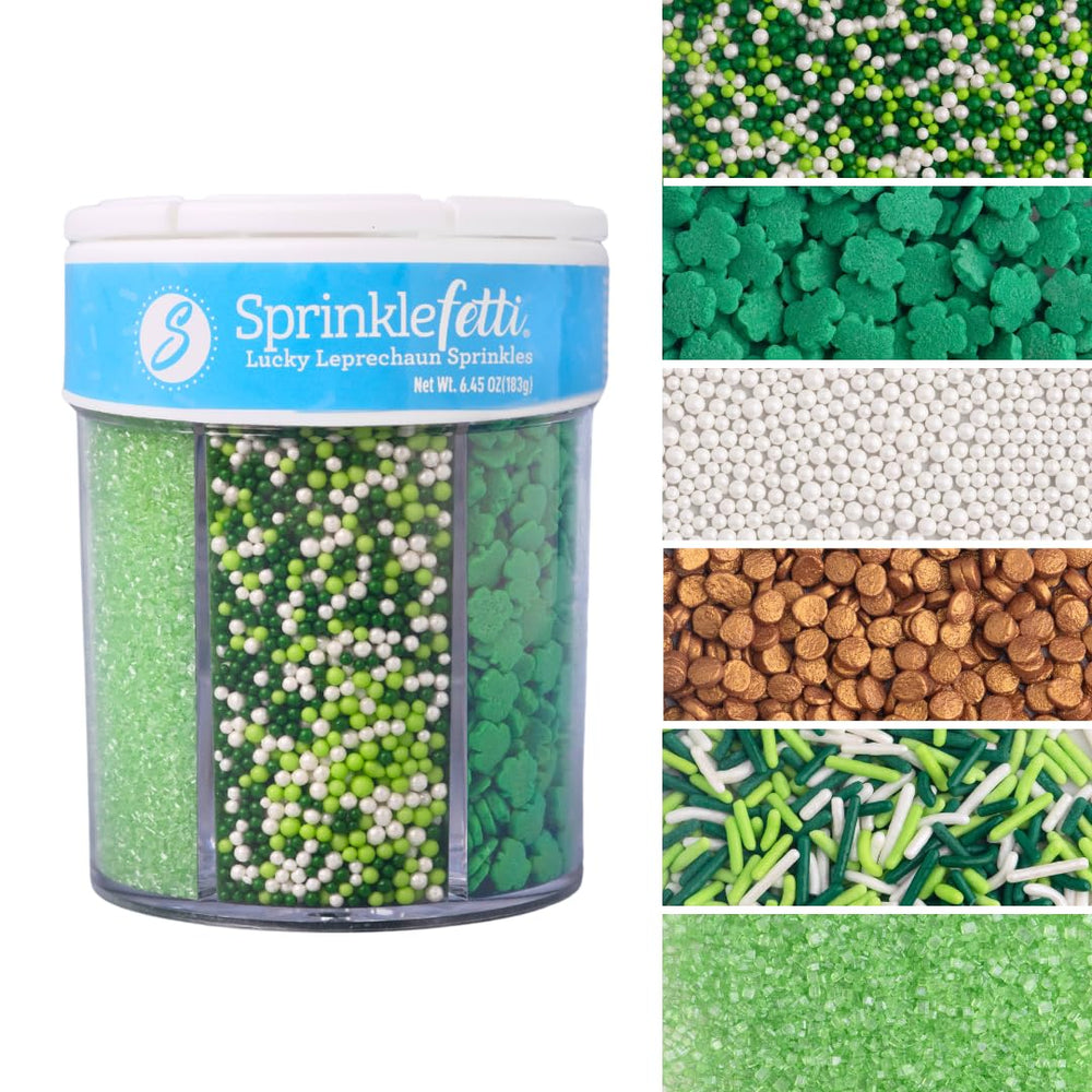 Sweets Indeed green shamrock quins sprinkles on cupcakes for festive charm
