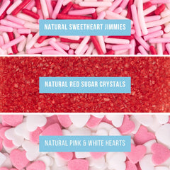 Sweets Indeed jimmies mix in red white pink delivers festive color and texture