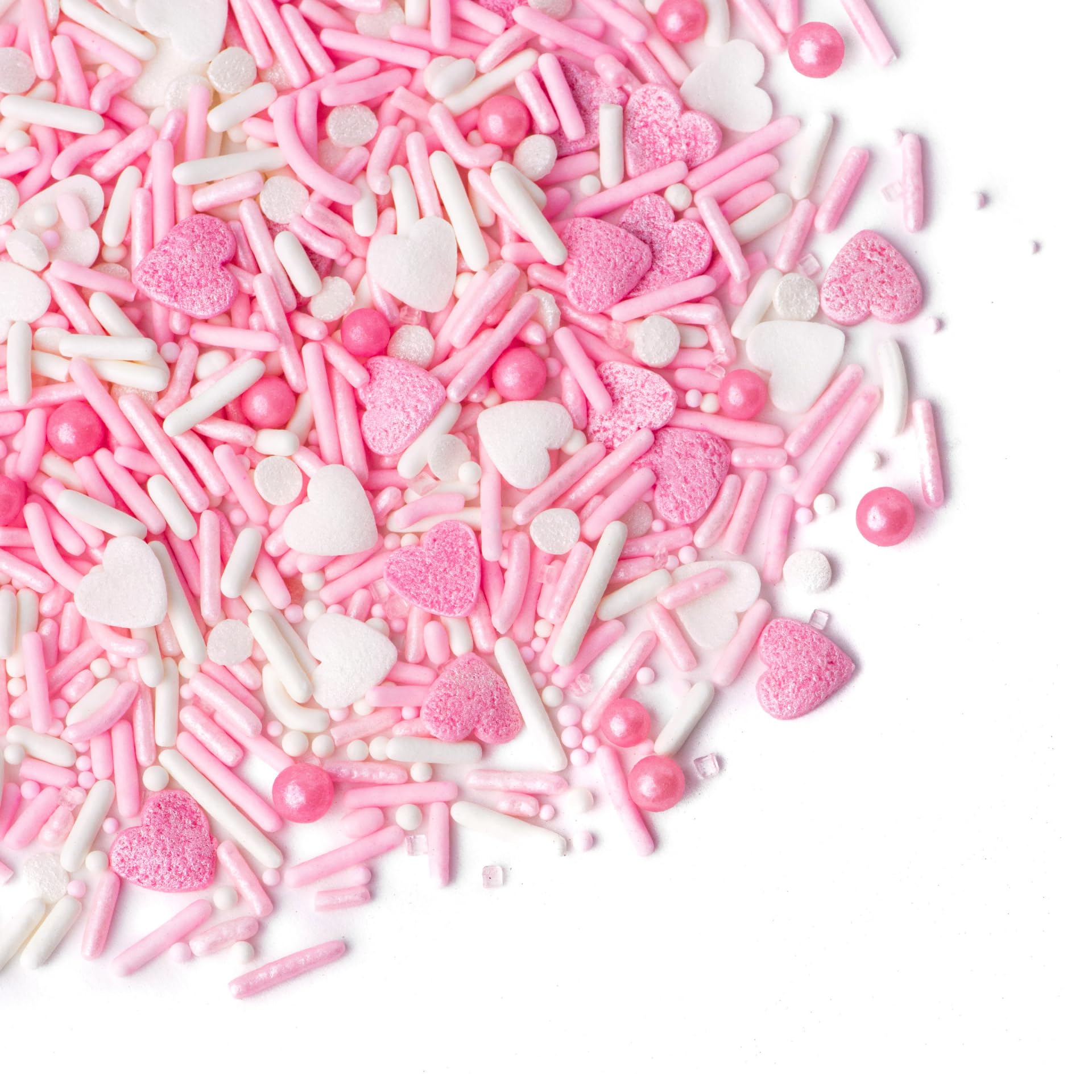 Sweets Indeed Valentines heart sprinkle mix pink-white jimmies for festive cookies.
