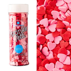 Sweets Indeed Valentines heart sprinkles in a jar for dessert decoration.
