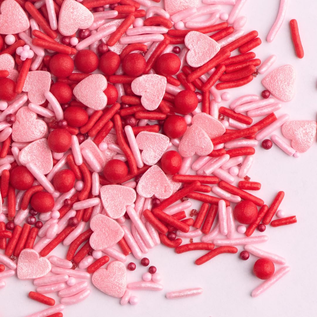 Sweets Indeed pink jimmies create romantic color pops on treats.