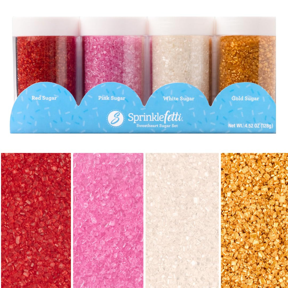 Sweets Indeed Valentines sanding sugar pack front view for decorating cookies
