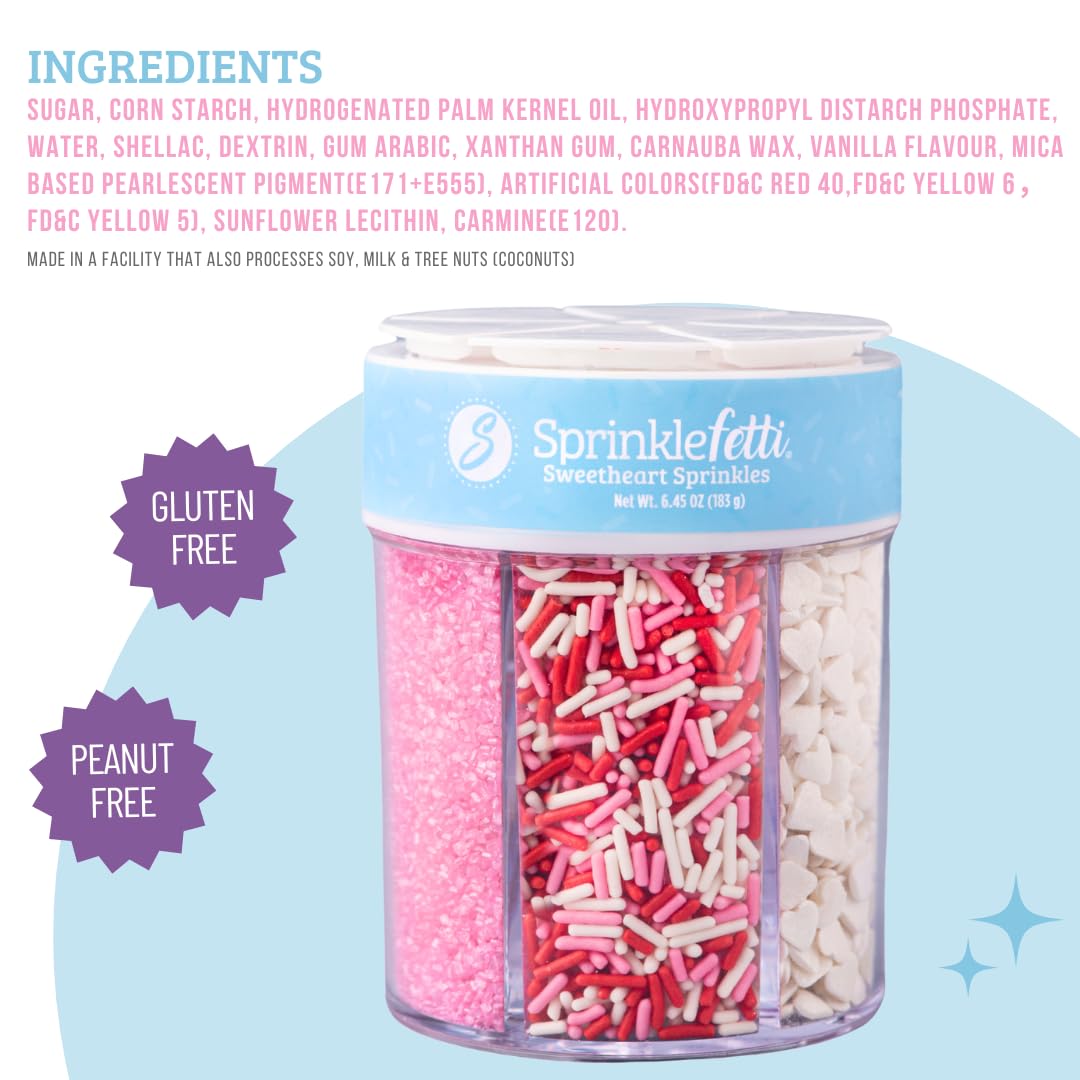 Sweets Indeed six-compartment jar keeps sprinkles organized and ready.