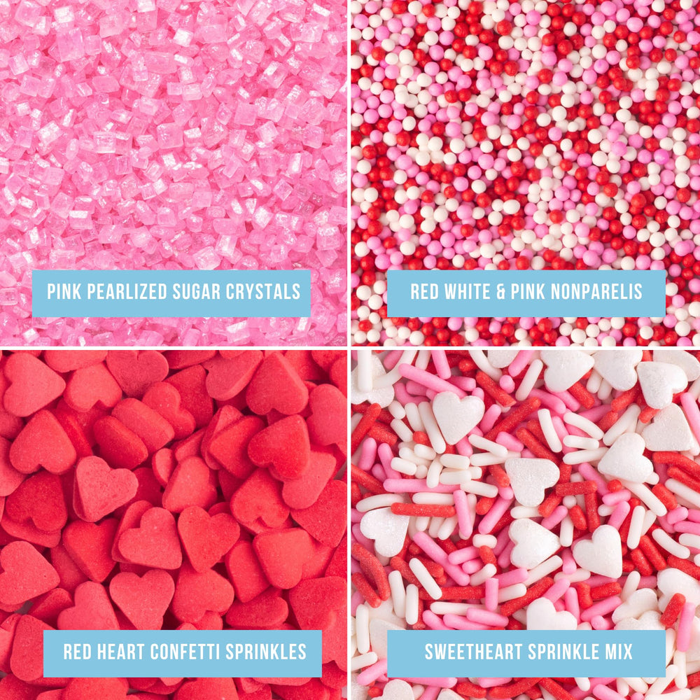 Sweets Indeed red heart shapes brighten cupcakes and cookies with charm.