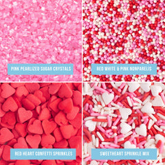 Sweets Indeed red heart shapes brighten cupcakes and cookies with charm.