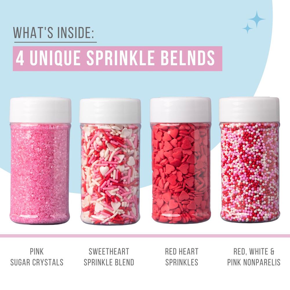 Sweets Indeed red-white-pink nonpareils decorate desserts with festive color and texture.