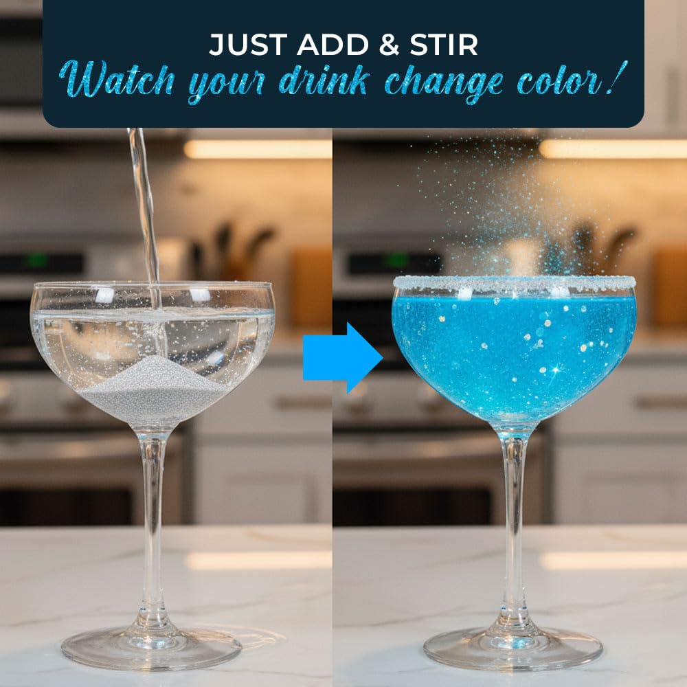 Sweets & Treats Boutique blue glitter sprinkles easily into dry glasses for quick gender reveals