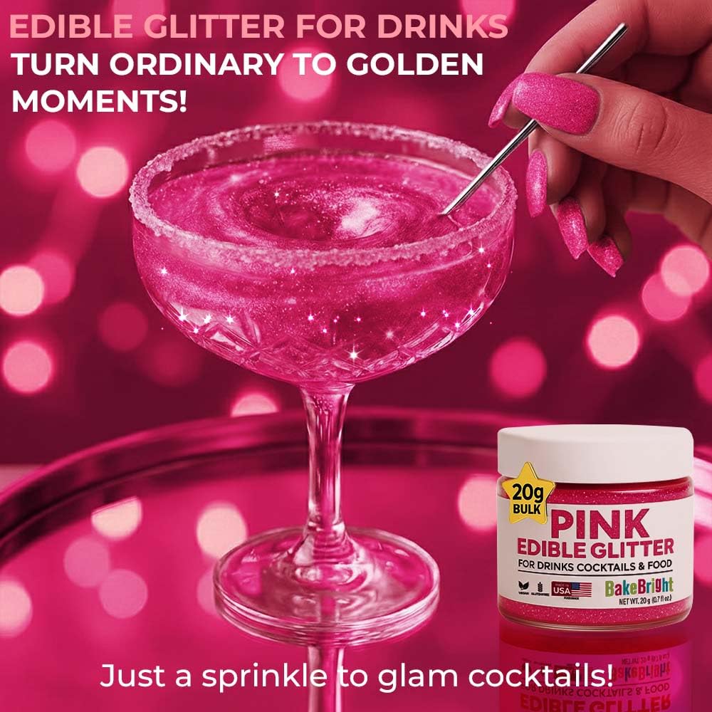 Sweets & Treats Boutique pink glitter on cakes provides festive shine.
