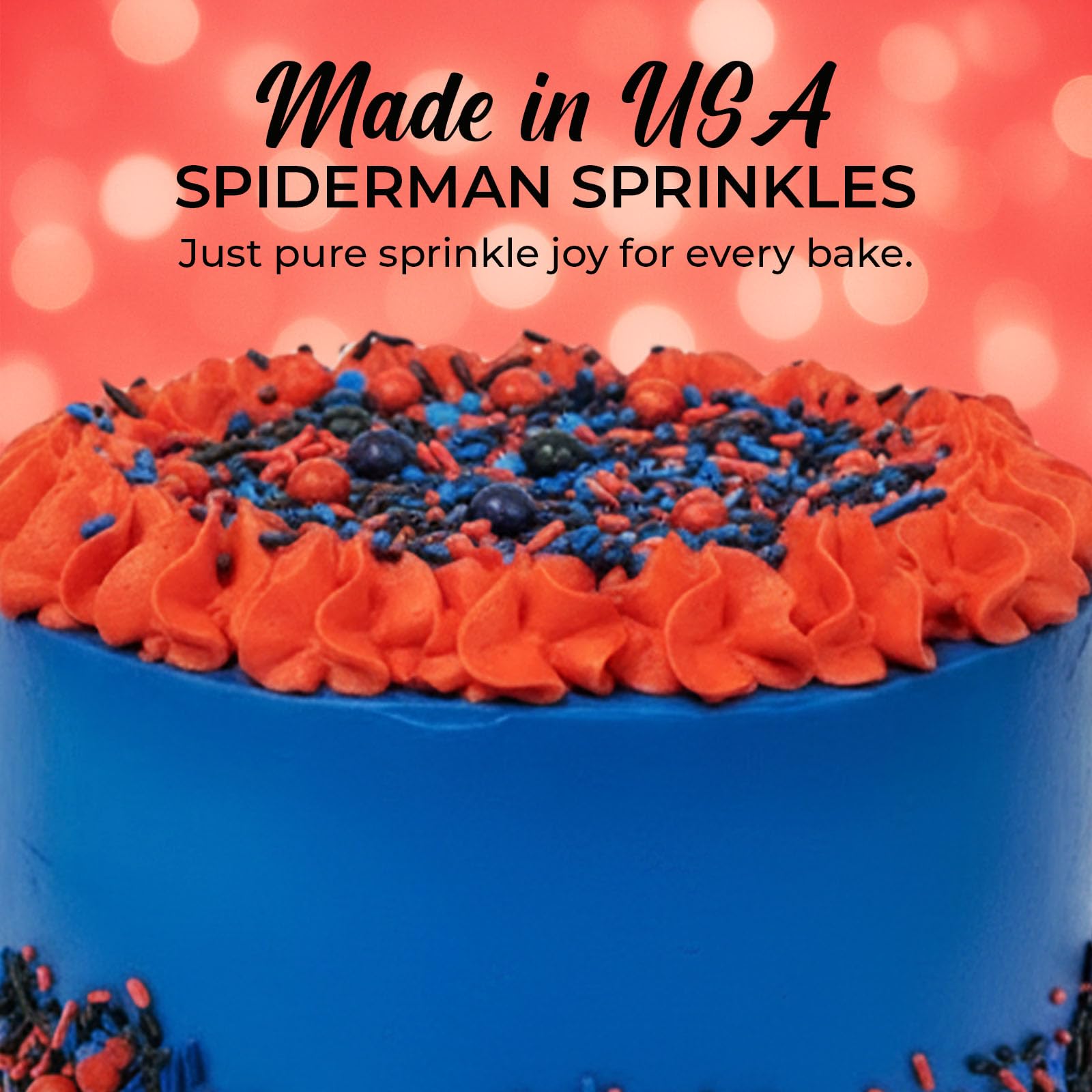 Sweets & Treats Boutique Spiderman Sprinkles USA made with natural ingredients for edible decoration.
