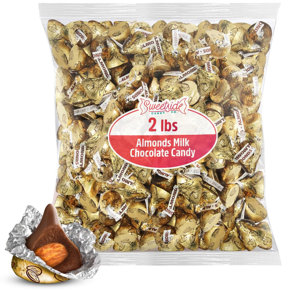 SWEETSIDE Almond Kisses in gold wrap bulk, perfect for party bowls and gifts.