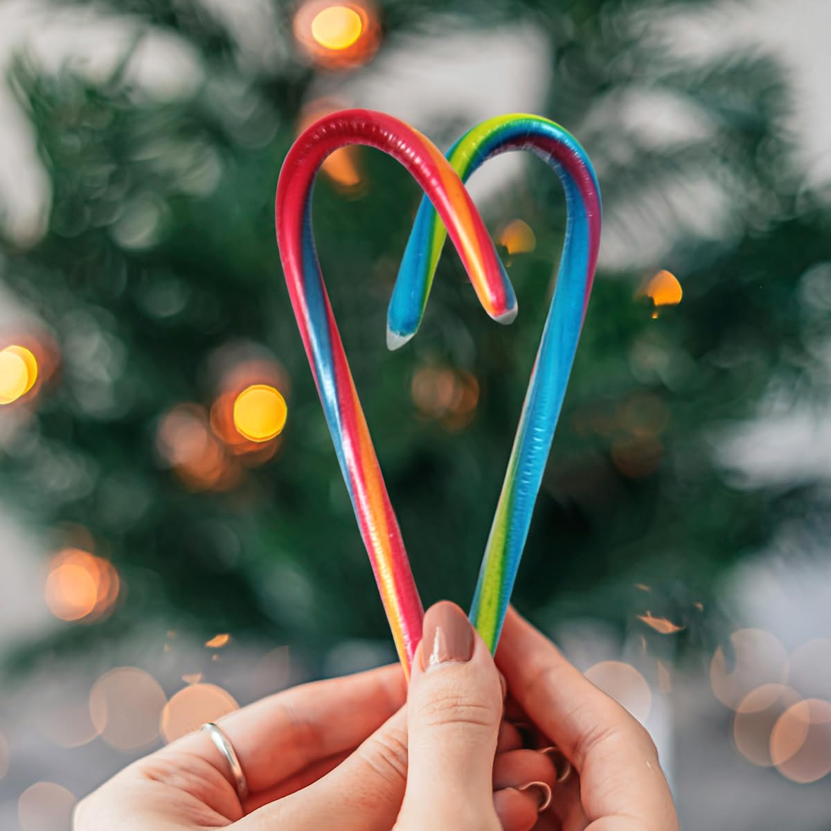 SWEETSIDE Candy Canes candy bowl display adds colorful holiday charm.