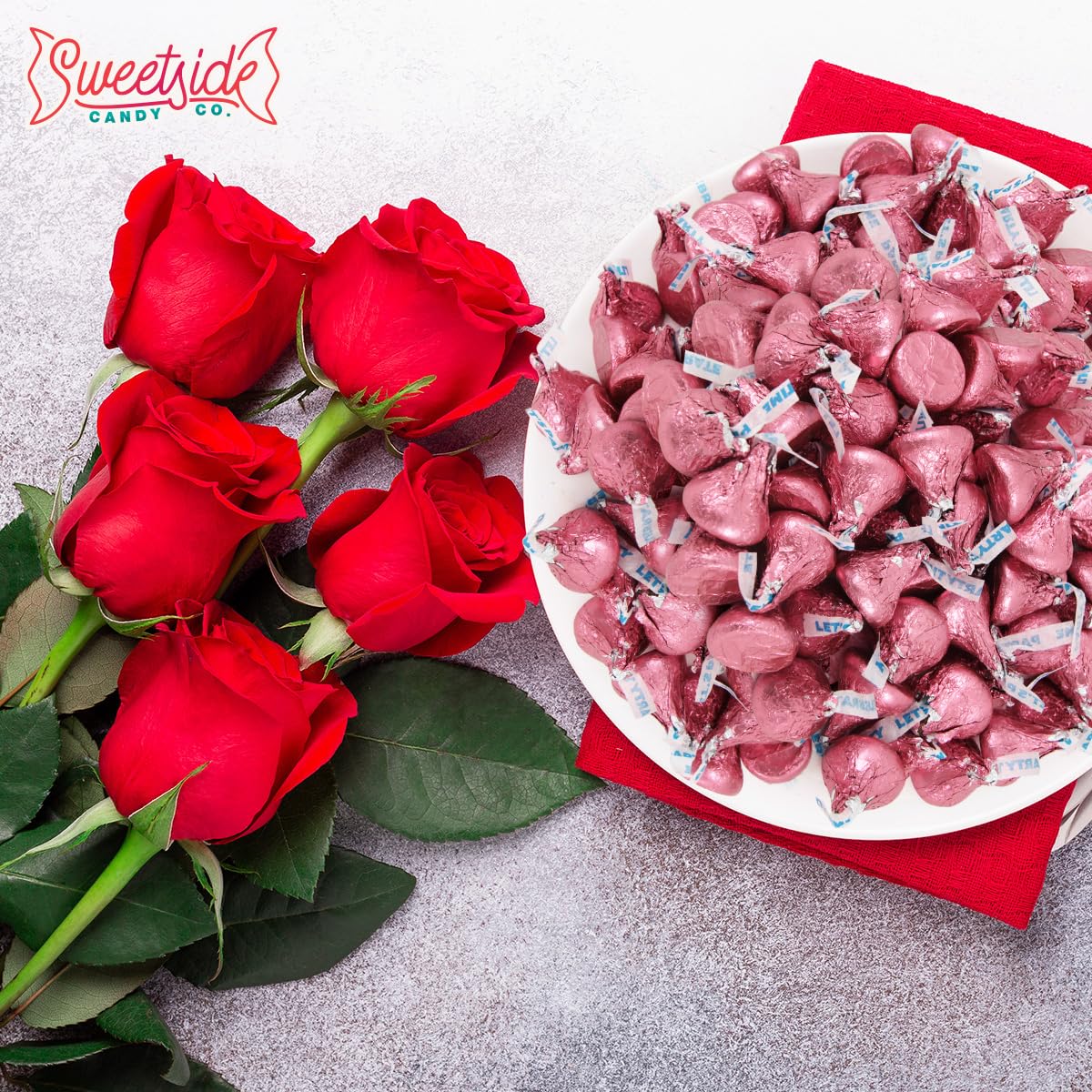 SWEETSIDE CANDY CO Pink Kisses for candy buffets and giftable displays.