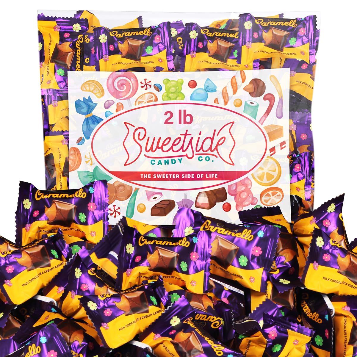 SWEETSIDE CANDY CO Caramello miniatures, individually wrapped for easy sharing at parties.