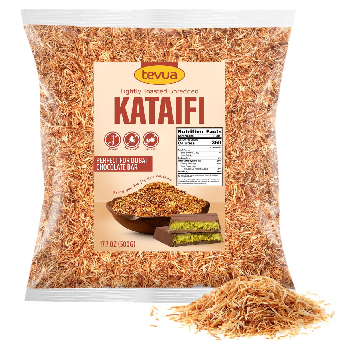 SWEETSIDE CANDY CO. lightly toasted kataifi pack for crispy kunafa and knafeh desserts.