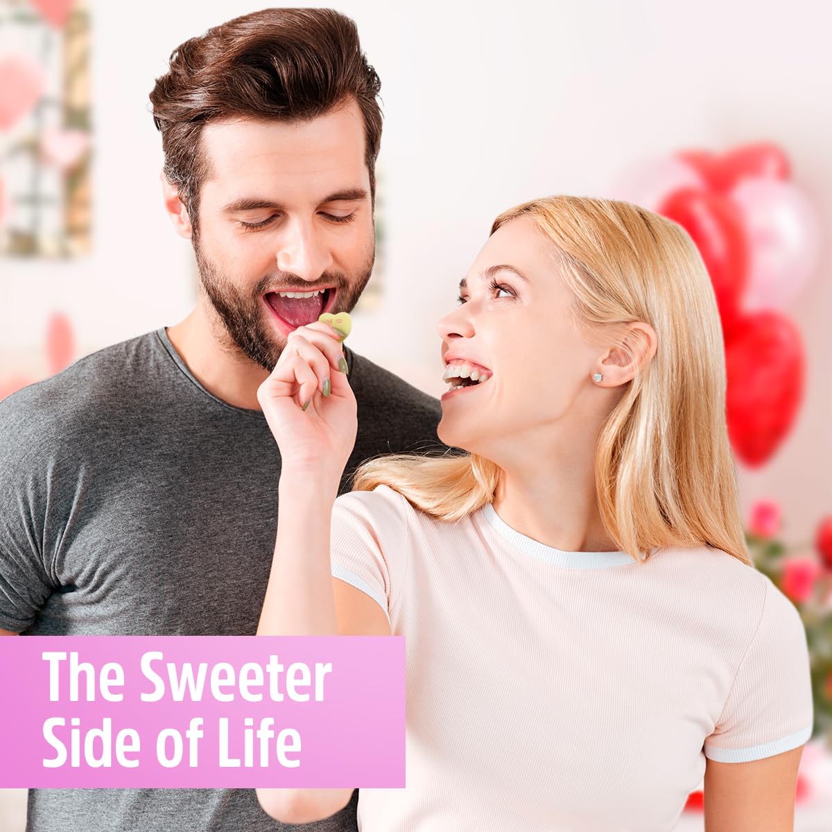 SWEETSIDE CANDY CO party favors with colorful hearts, great for celebrations.