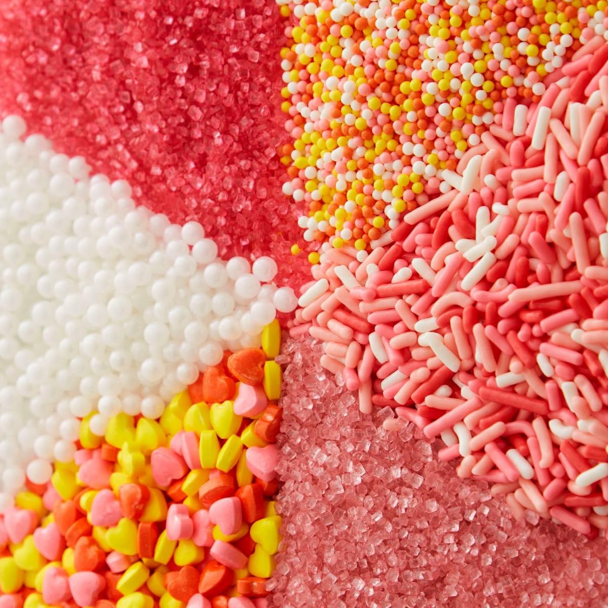 SWEETSIDE CANDY CO Colorful edible hearts from sprinkles mix for baking.