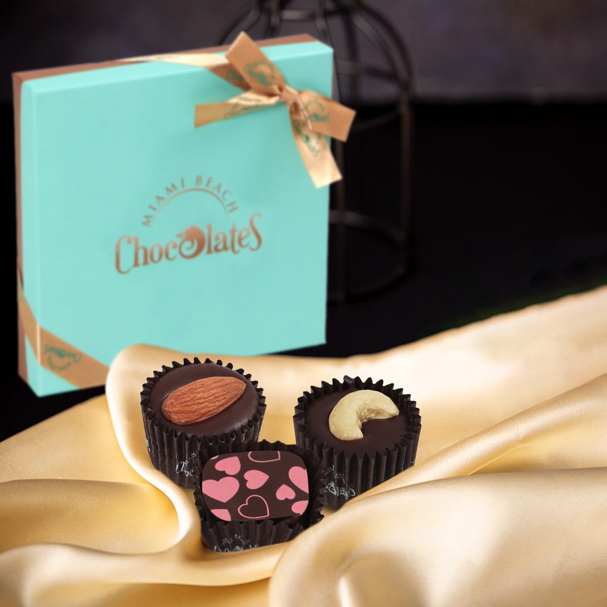 SWEETSIDE CANDY CO vegan dark chocolate truffles box display, perfect gift presentation.