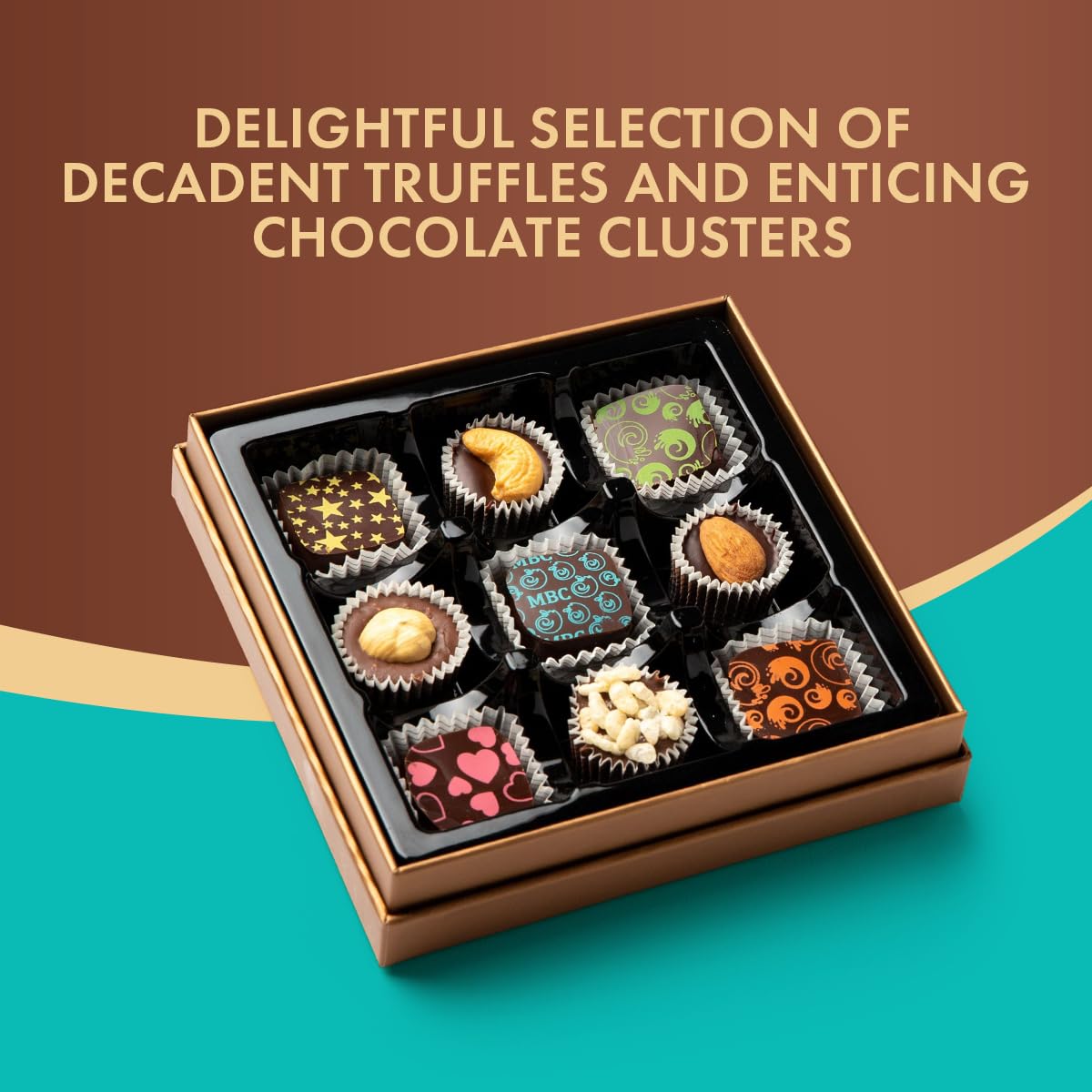 SWEETSIDE CANDY CO vegan dark chocolate truffles final presentation, ready for gifting.