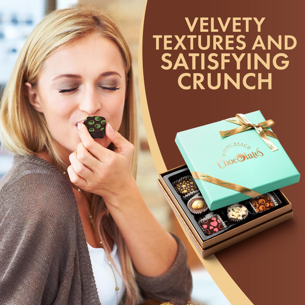 SWEETSIDE CANDY CO vegan dark chocolate truffles luxury box, upscale chocolate experience.