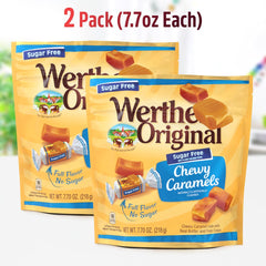 SWEETSIDE CANDY CO Werther's sugar-free caramel chews close-up, creamy texture and bite.